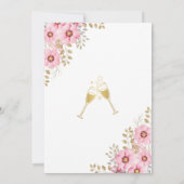 Invitation Fleurs roses douces Fête des mariées or verdure (Dos)