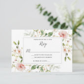 Invitation Fleurs roses douces Pétales Mariage floral RSVP (Debout devant)