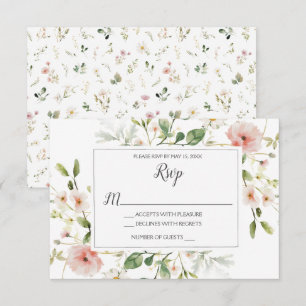 Invitation Fleurs roses douces Pétales Mariage floral RSVP