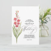 Invitation Fleurs roses douces romantiques Jardin d'été (Debout devant)
