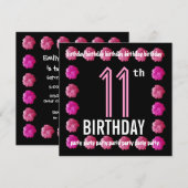 Invitation Fleurs roses du 11e anniversaire pour son W762 (Devant / Derrière)