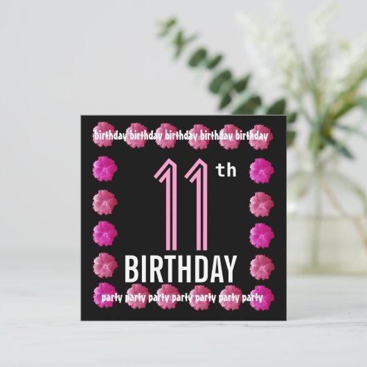 Invitation Fleurs roses du 11e anniversaire pour son W762 (Debout devant)
