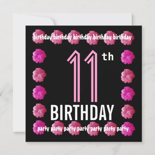 Invitation Fleurs roses du 11e anniversaire pour son W762 (Devant)