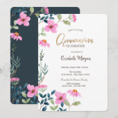Invitation Fleurs roses du jardin Quinceañera (Devant / Derrière)