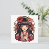 Invitation Fleurs roses d'une fille (Debout devant)