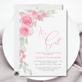 Invitation Fleurs roses Elégant Boho C'est un Baby shower de