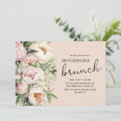 Invitation Fleurs roses élégantes Brunch Fête des Mères (Debout devant)