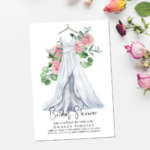 Invitation Fleurs Roses Élégantes et Plantes pour une Baby Sh