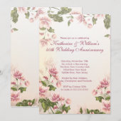 Invitation Fleurs roses élégantes Fleurs de mariage Anniversa (Devant / Derrière)