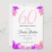 Invitation Fleurs roses élégantes Floral 60e Anniversaire (Devant)