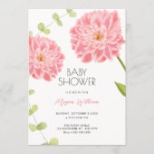 Invitation Fleurs roses en fleurs shower bébé (Devant)