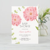 Invitation Fleurs roses en fleurs shower bébé (Debout devant)