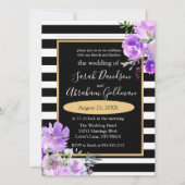 Invitation Fleurs Roses en noir et blanc Inv Mariage (Devant)
