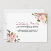 Invitation Fleurs roses en or Blush Détails de la réception d (Devant)