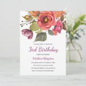 Invitation Fleurs roses Enfants Anniversaire de enfant Invita (Debout devant)