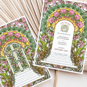 Invitation Fleurs roses et Accents jaunes Enregistrer la date