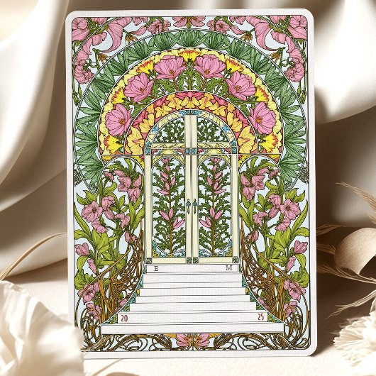 Invitation Fleurs roses et Accents jaunes Enregistrer la date