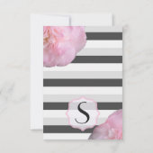 Invitation Fleurs roses et bandes noires, grises et blanches (Dos)