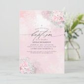 Invitation Fleurs roses et Baptême de petite fille (Debout devant)