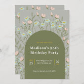 Invitation Fleurs Roses Et Blanches Anniversaire (Devant / Derrière)