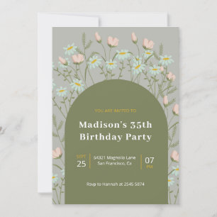 Invitation Fleurs Roses Et Blanches Anniversaire