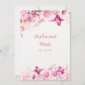 Invitation Fleurs roses et blanches Boho Off Mariage blanc (Dos)