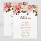 Invitation fleurs roses et blanches sièges en or (Devant / Derrière)