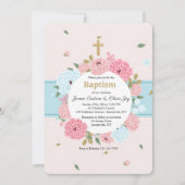 Invitation Fleurs Roses et Bleues (Devant)