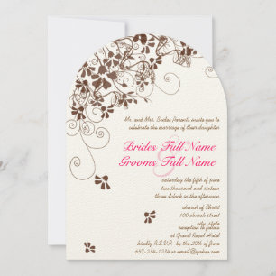 Invitation Fleurs roses et Brown tournois de mariage Invitati