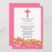 Invitation Fleurs roses et communion sacrée (Devant / Derrière)