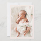 Invitation Fleurs roses et crête Fairytale | Photo Baptême (Dos)