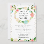 Invitation Fleurs roses et de menthe Mariage de couronne (Devant)