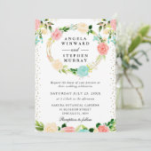 Invitation Fleurs roses et de menthe Mariage de couronne (Debout devant)