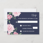 Invitation Fleurs roses et fond marine | RSVP (Devant)