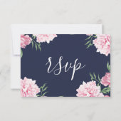 Invitation Fleurs roses et fond marine | RSVP (Dos)