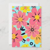 Invitation Fleurs roses et jaunes sur Sky Blue- Dopamine (Dos)