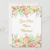 Invitation Fleurs roses et Parties scintillant d'or Quincean (Dos)