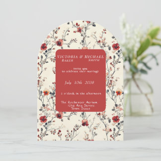 Invitation Fleurs roses et rouges de printemps en fleurs