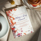 Invitation Fleurs roses et rouges Fête des mères Brunch Invit