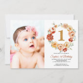 Invitation Fleurs Roses et Rouges Rouges en forme de couronne (Devant)