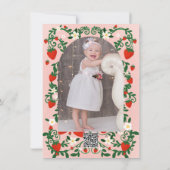 Invitation Fleurs roses et rouges Vignes Fraises 1er annivers (Dos)