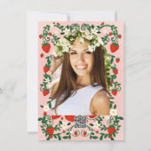 Invitation Fleurs roses et rouges Vignes fraises Mariage (Dos)