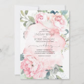Invitation Fleurs roses et verdure Élégant mariage vintage (Devant)