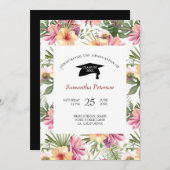 Invitation Fleurs Roses Et Violettes (Devant / Derrière)