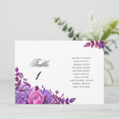 Invitation Fleurs roses et violettes. Plan de table de mariag (Debout devant)