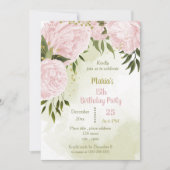 Invitation Fleurs roses extraordinaires fête d'anniversaire (Devant)