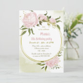 Invitation Fleurs roses extraordinaires or couronne fête d'an (Debout devant)