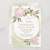 Invitation Fleurs roses extraordinaires or couronne fête d'an (Devant / Derrière)