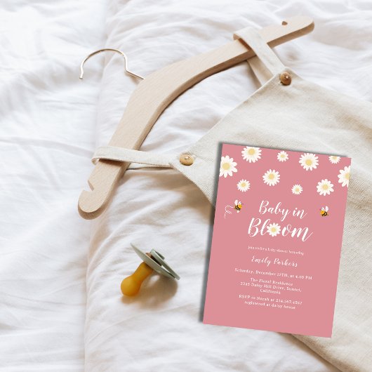 Invitation Fleurs Roses Faisy Bébé En Fleur Fleur Douche Fill