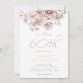 Invitation Fleurs roses Femmes 60e anniversaire (Devant)